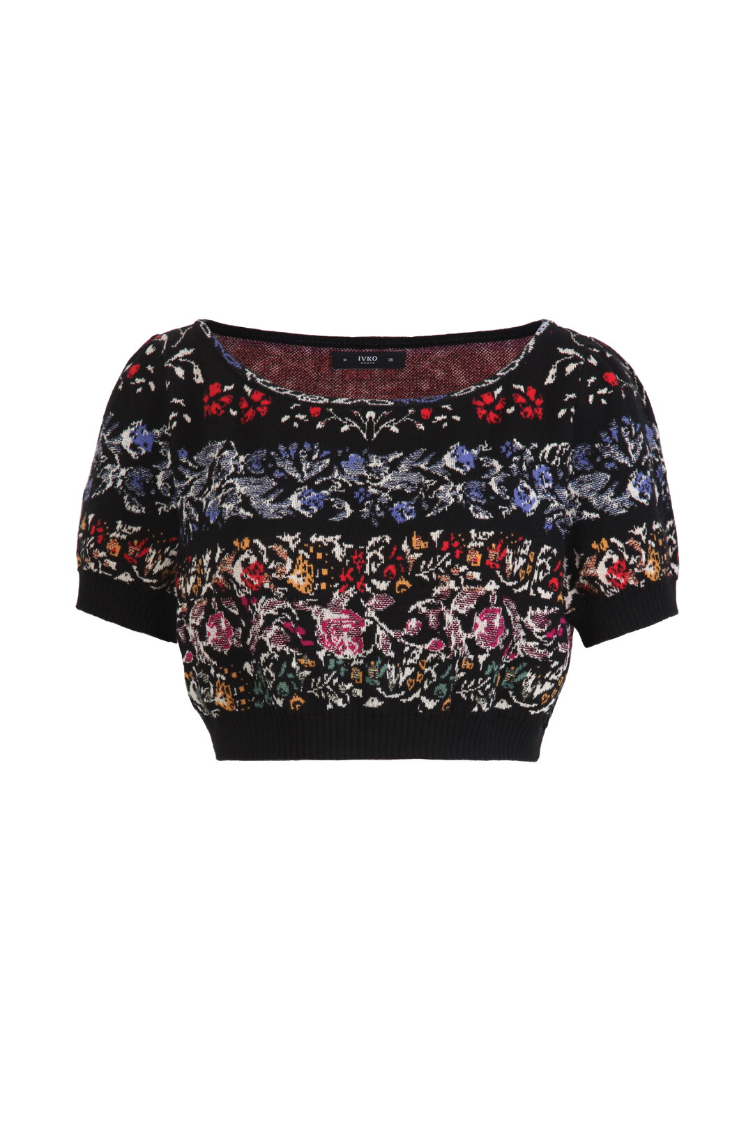 Pullover mit U-Boot-Ausschnitt, Floralmuster