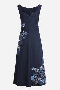 Linen dress with Floral Embroidery