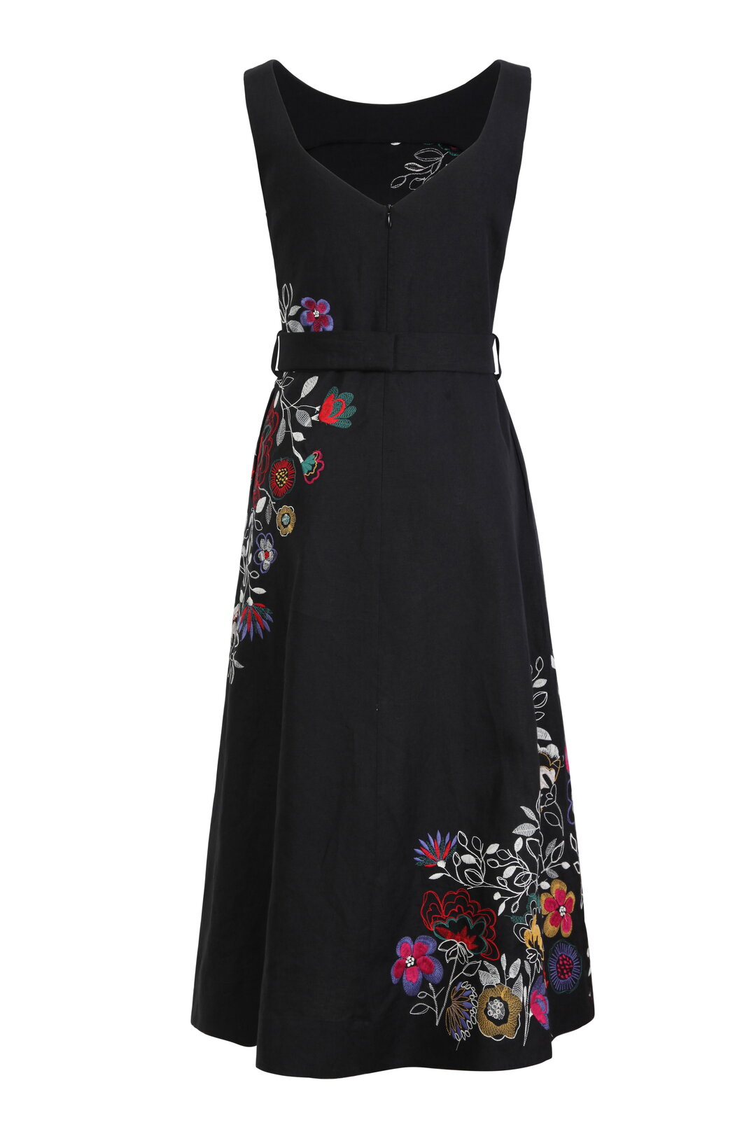 Linen dress with Floral Embroidery