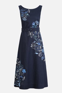 Linen dress with Floral Embroidery