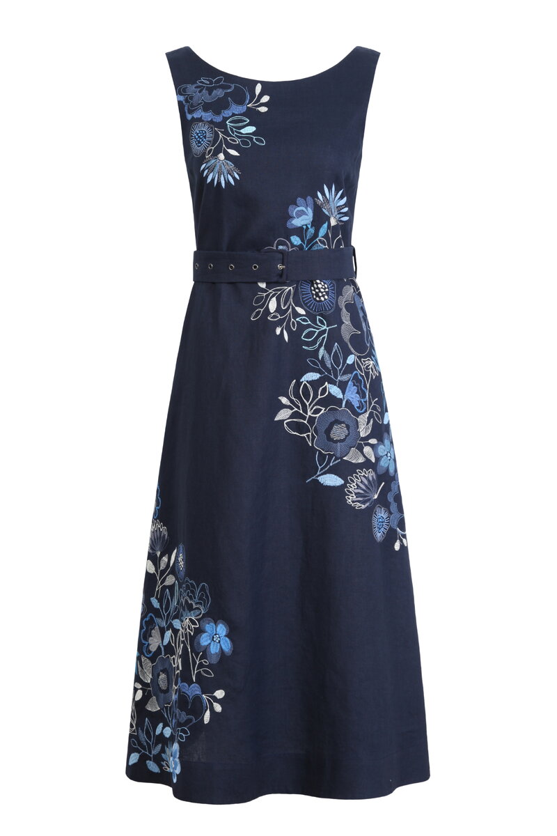 sachin and babi light blue dress Women's Navy blue Eyelet-Embroidered Cotton Shirt Dress