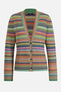 Jacquard-Jacke mit V - Ausschnitt, Streifenmuster