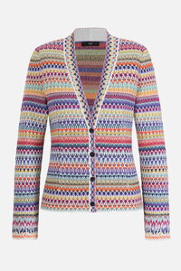 Jacquard Jacket V - Neck, Stripe Pattern