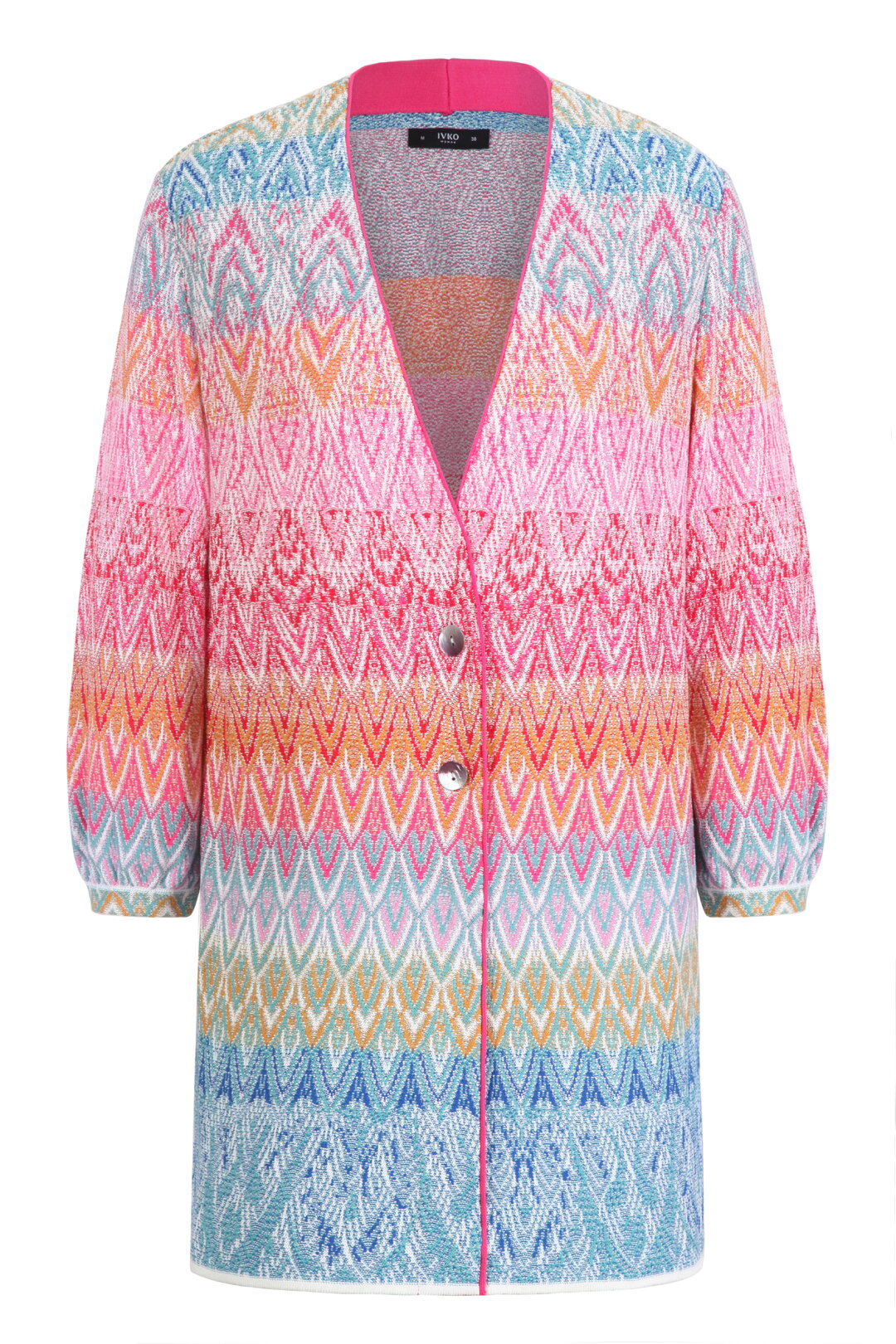 Strickjacke mit V-Ausschnitt, Ornament Motiv