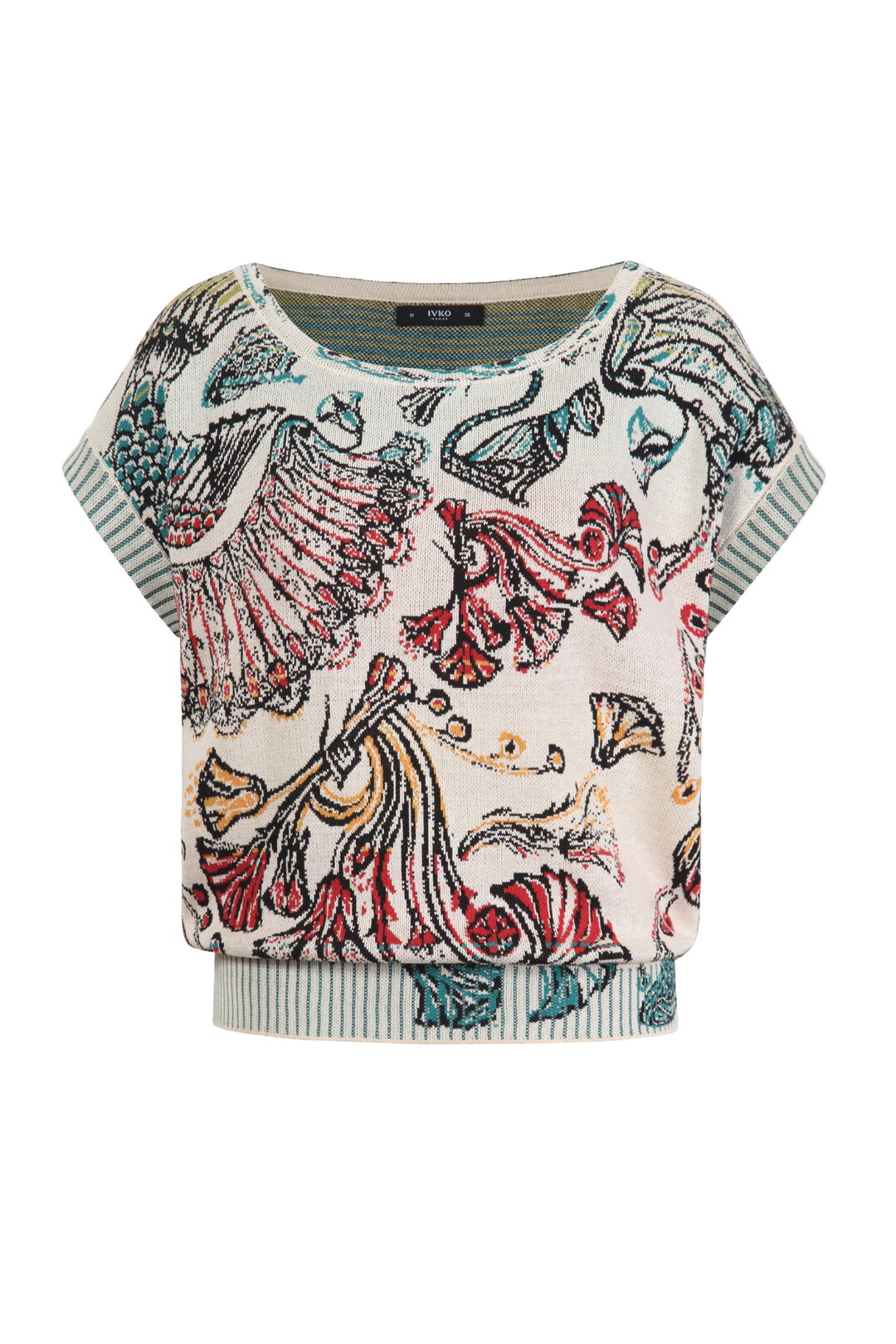 Boat Neck Pullover, Lotos Motif