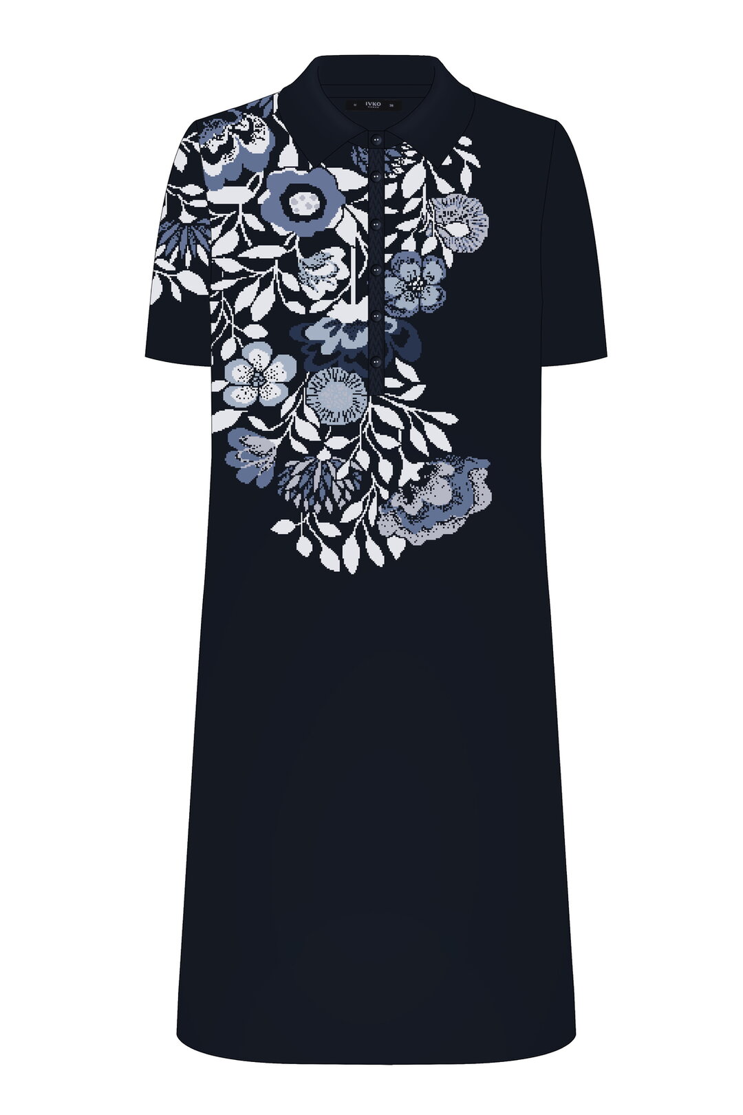 Dress with Intarsia, Short Sleeves