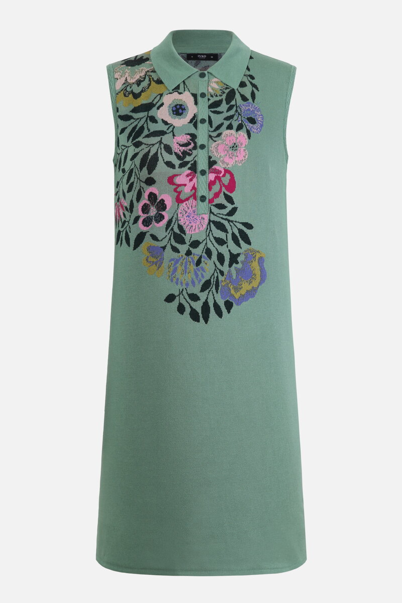 Dress with Intarsia, Floral Pattern
