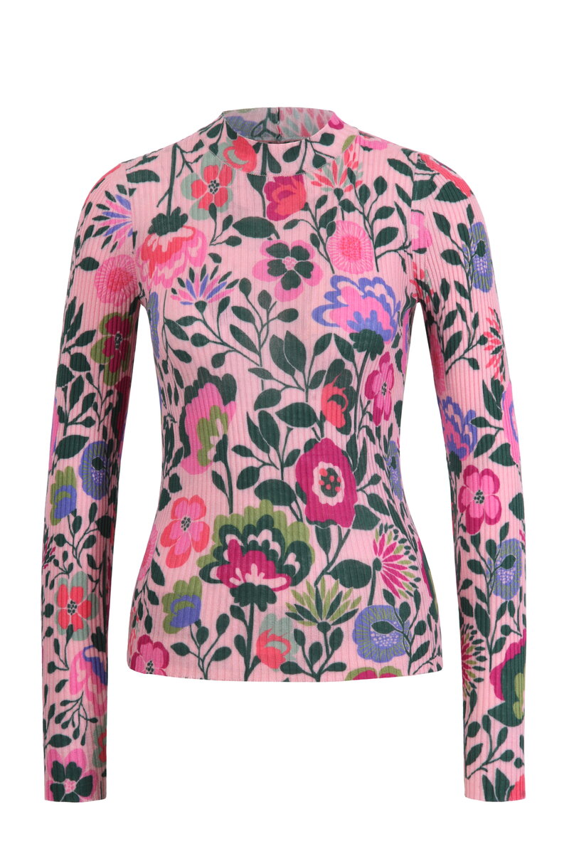 Printed Pullover, Floral Pattern - Powder - Pullovers - Ivko Woman