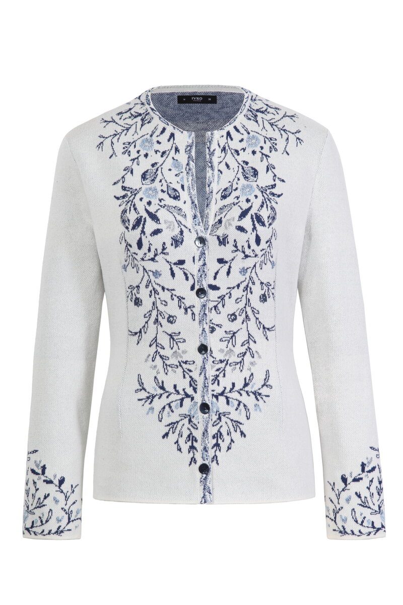 Jacquard Jacket, Andalusia Pattern - White - Knitted Jackets