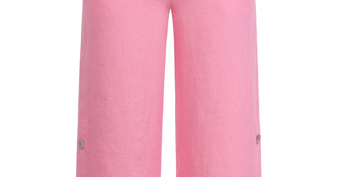Linen Pants, 3/4 lenght - light pink - Pants - Ivko Woman