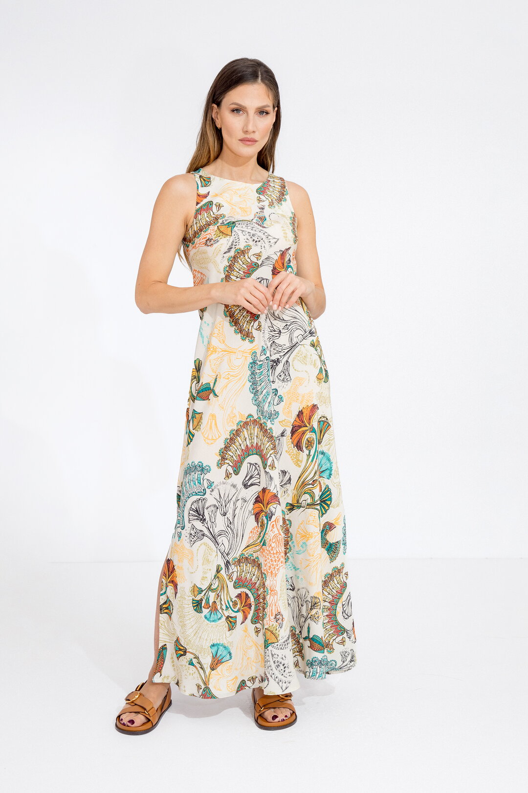 Sleeveless dress, Lotos Print