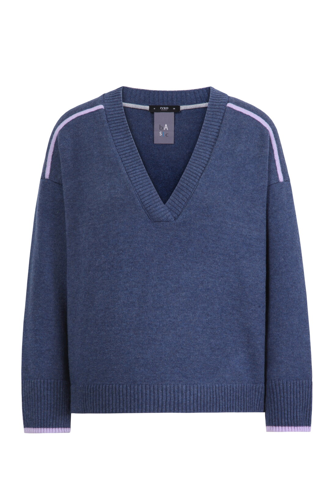 V-Neck Pullover, Contrasting Stripe