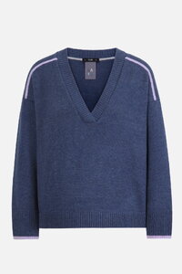 V-Neck Pullover, Contrasting Stripe