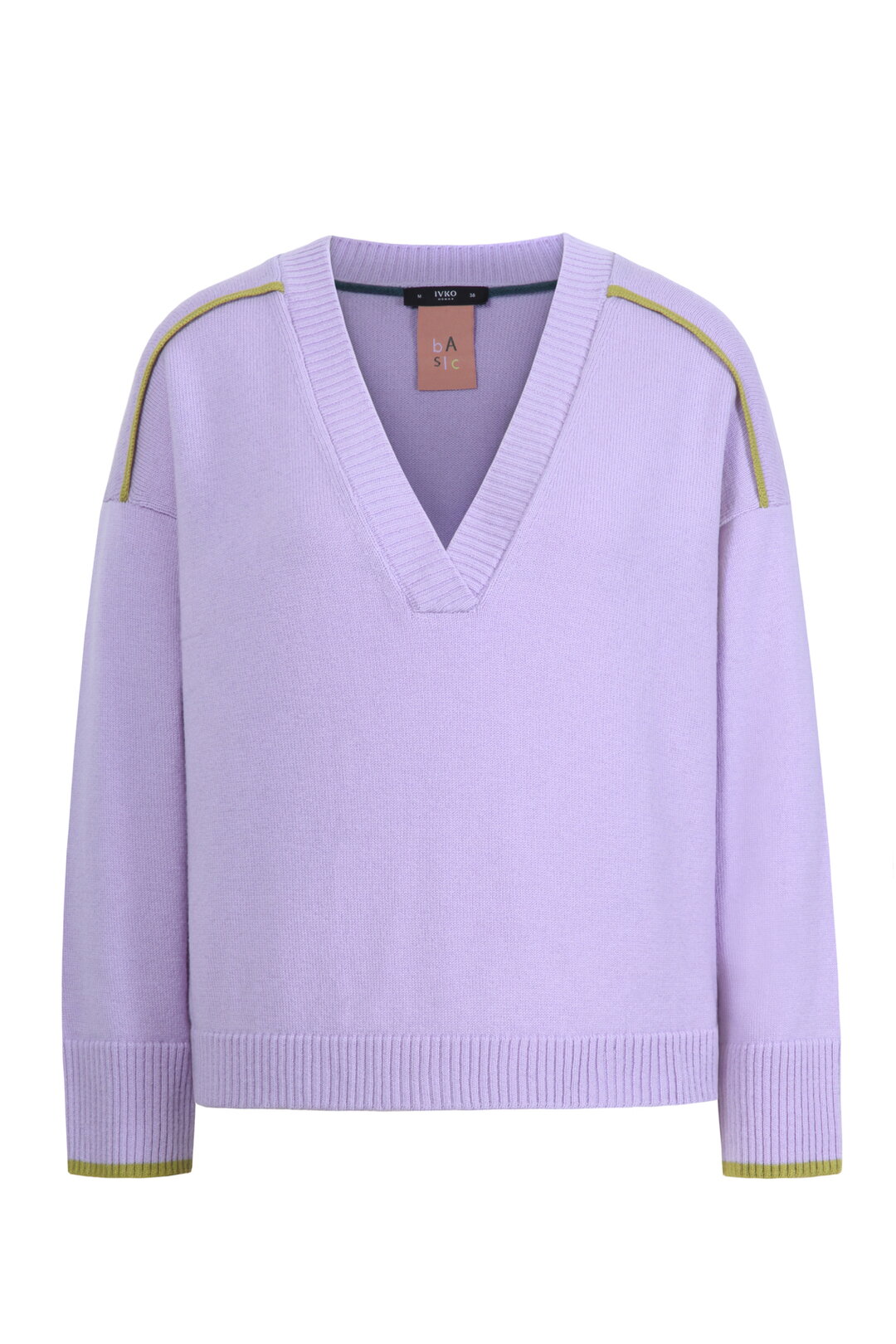 V-Neck Pullover, Contrasting Stripe