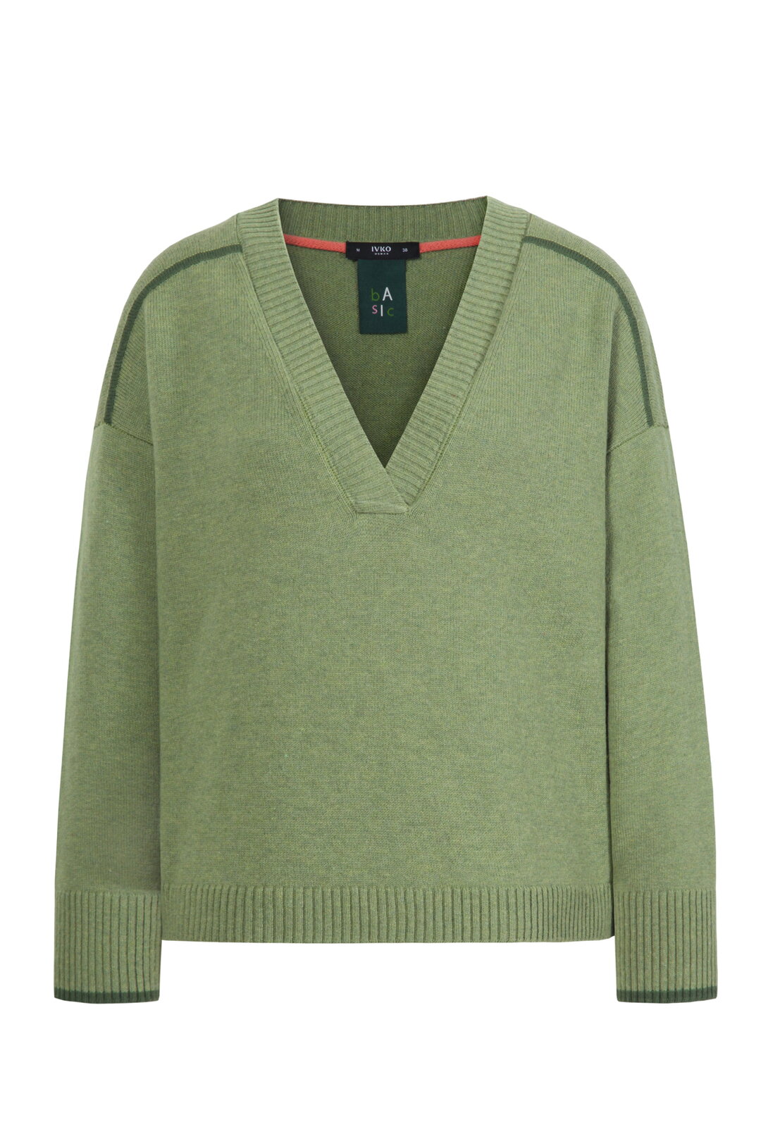 V-Neck Pullover, Contrasting Stripe