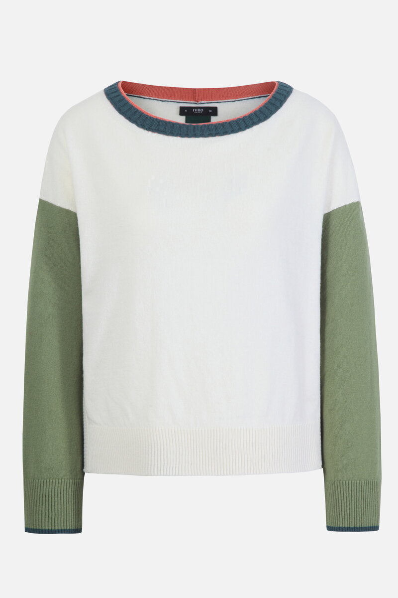 Pullover mit U-Boot-Ausschnitt, Color Blocking