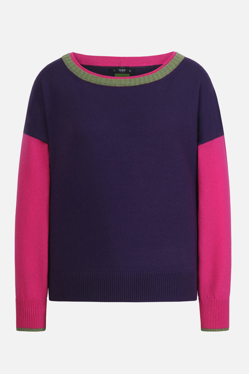 Pullover mit U-Boot-Ausschnitt, Color Blocking