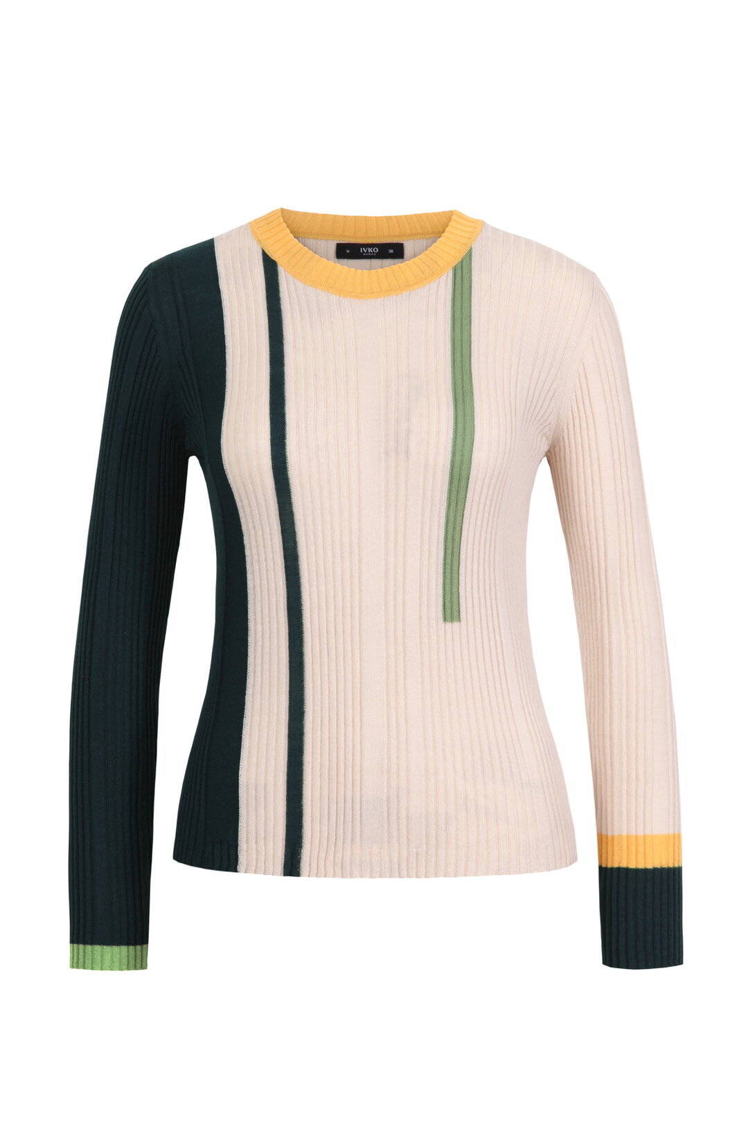 Ribbed Pullover, Contrasting Stripe