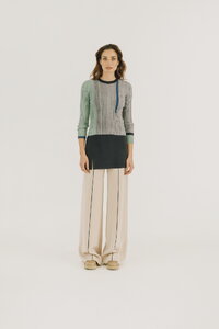 Ribbed Pullover, Contrasting Stripe