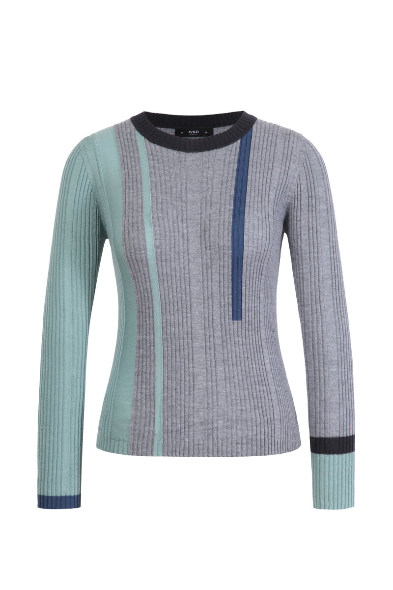 Gerippter Pullover, Kontraststreife