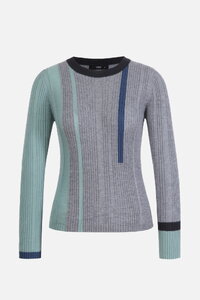 Ribbed Pullover, Contrasting Stripe