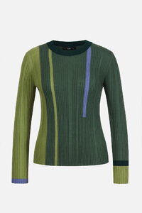 Ribbed Pullover, Contrasting Stripe