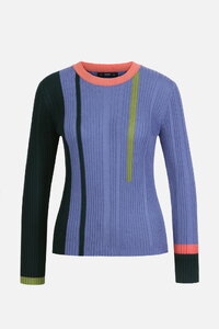 Ribbed Pullover, Contrasting Stripe