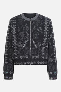 Bomber Jacket with Ornament Embroidery