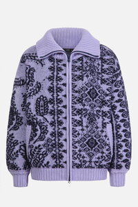 Rollneck Zip Jacket, Ornament Pattern