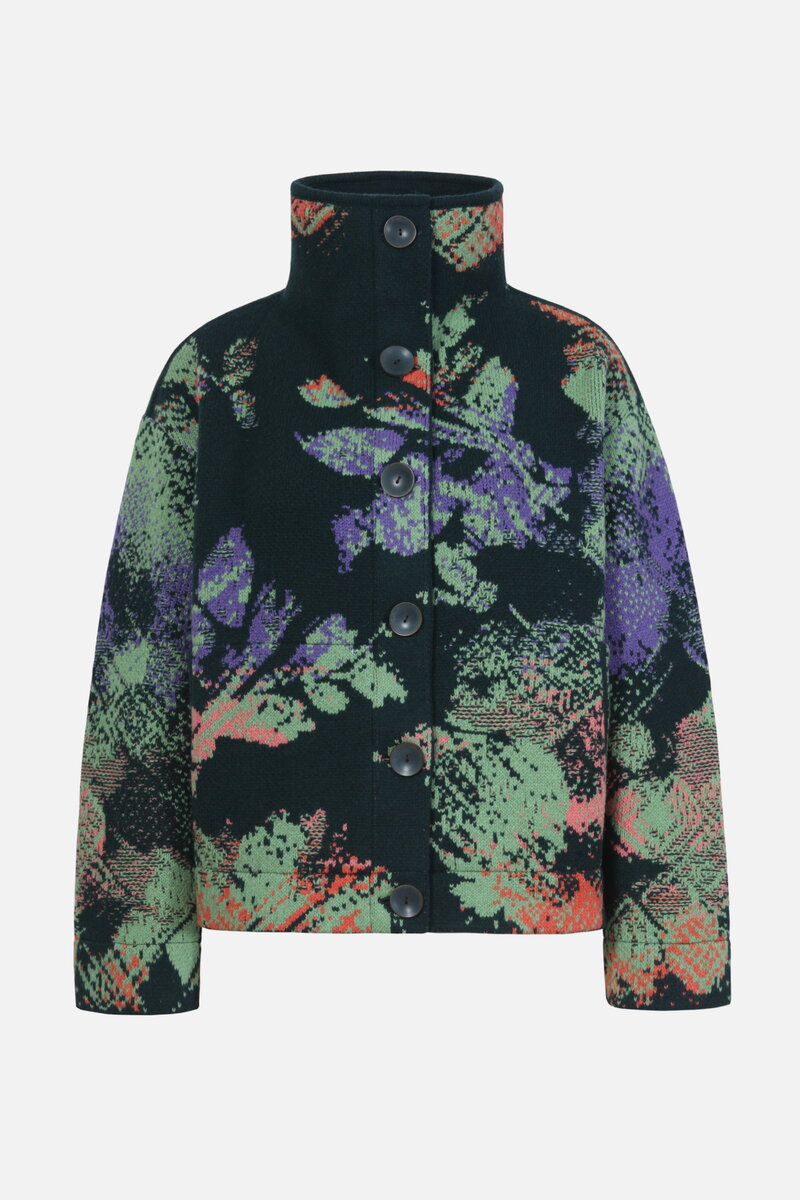 Jacquard Rollkragenjacke, Camouflage Motiv