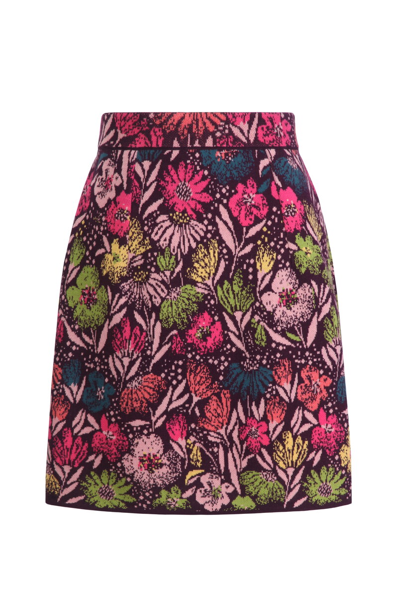 Jacquard Skirt, Floral Pattern