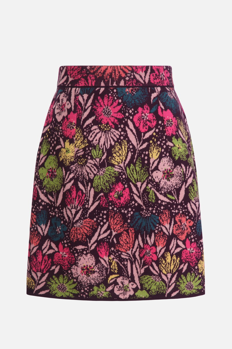 Jacquard Skirt, Floral Pattern