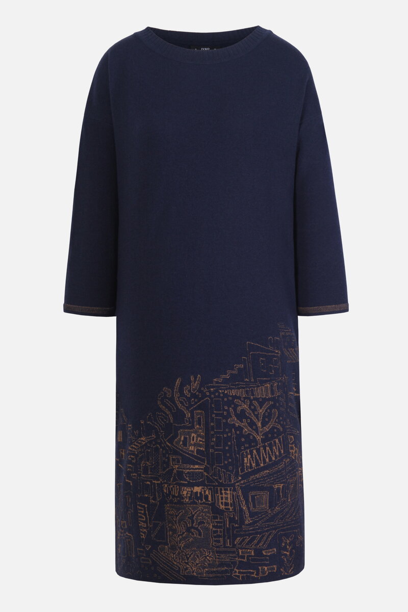 Kleid mit O-Ausschnitt, Favela Motiv