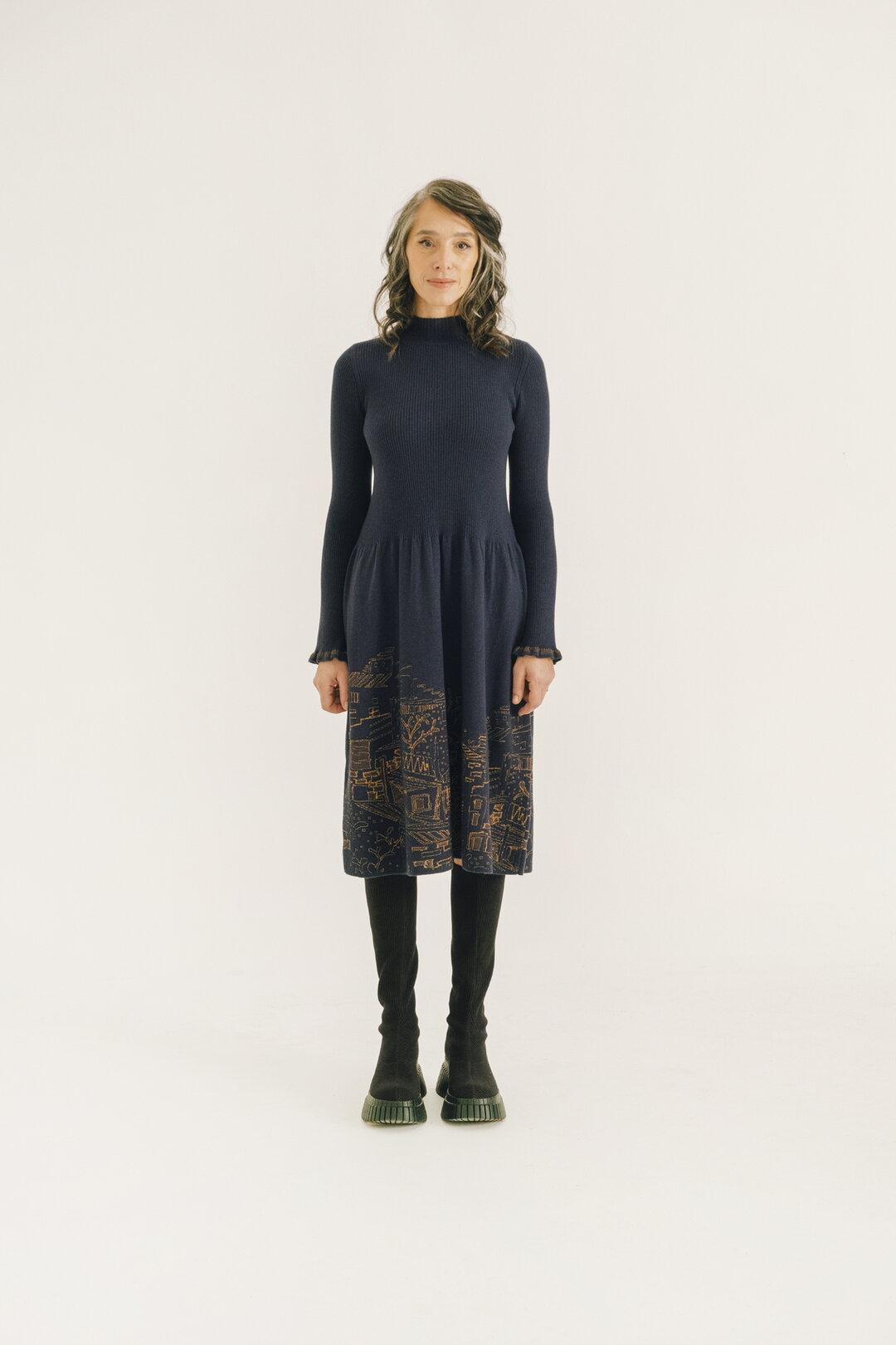 Turtleneck Dress, Favela Pattern