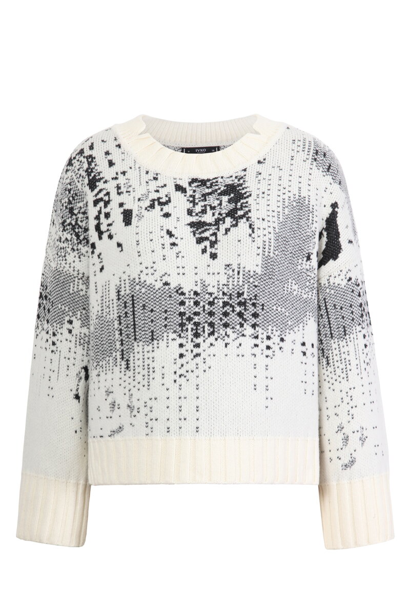 O-Neck Pullover, Favela Pattern - Off-White - Pullovers
