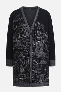 Strickjacke mit V-Ausschnitt, Favela Motiv