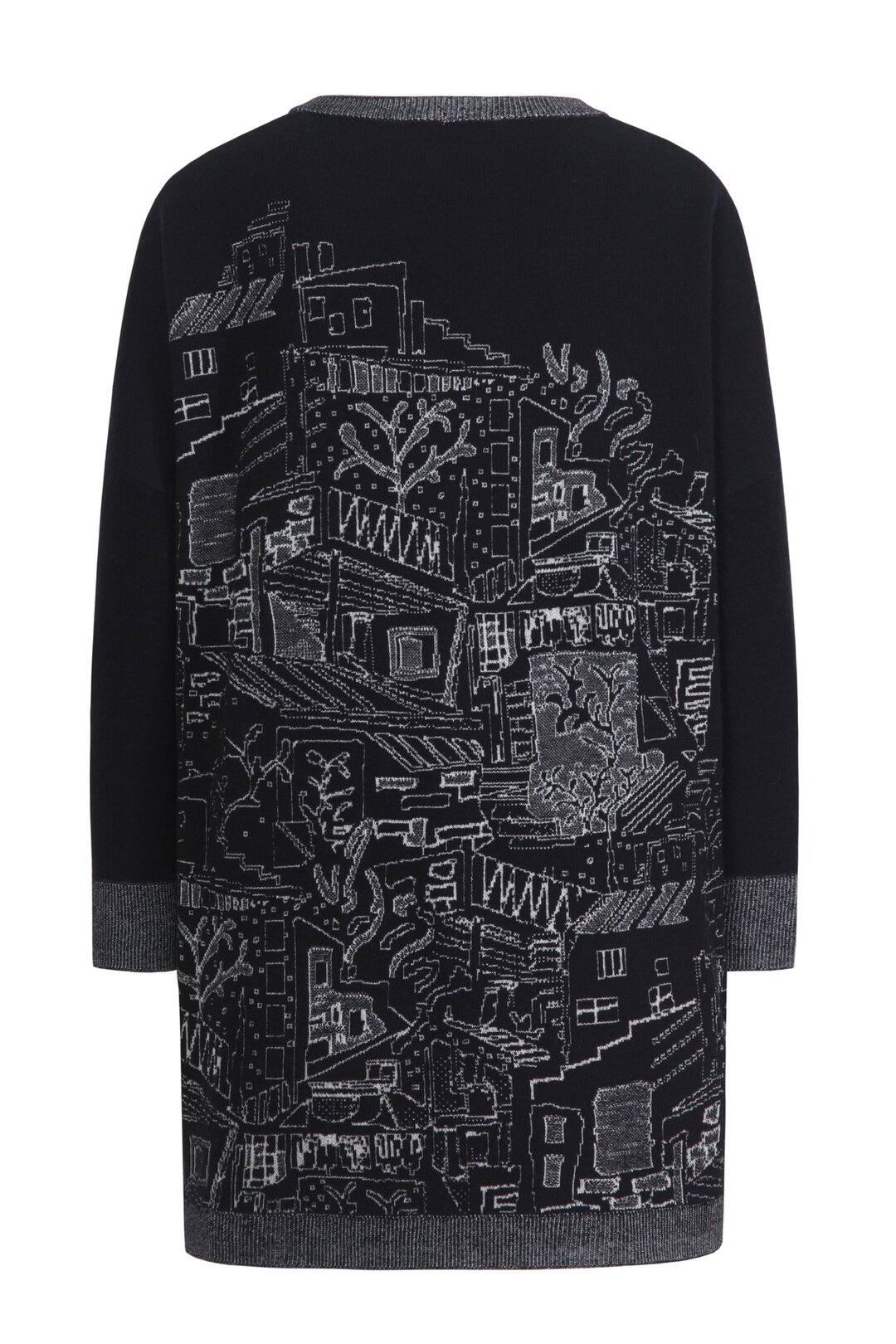 Strickjacke mit V-Ausschnitt, Favela Motiv