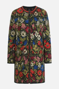 Lange Strickjacke mit Reißverschluss, Floralmuster