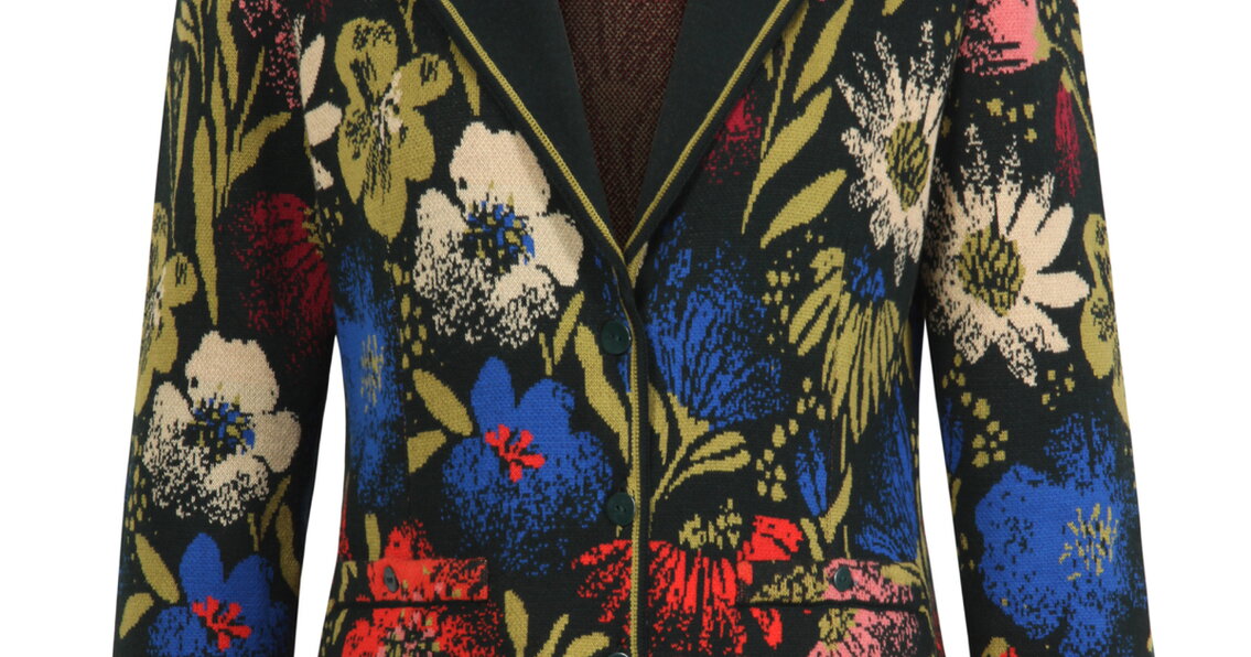 ジ*✨様 【mame】Floral Jacquard Jacket Jacquard Jacket, Floral Pattern - Forest - Knitted Jackets - Ivko