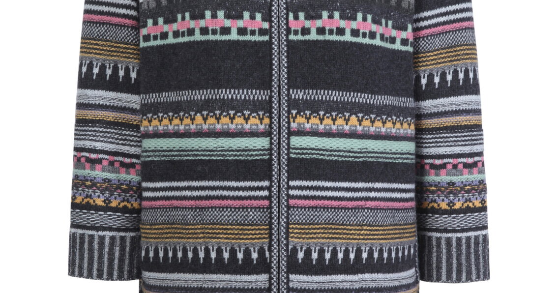 Manteau Ceinturé IVKO En Laine Gris - Motif Floral, Taille Normale, Neuf Avec étiquettes