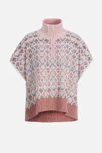 Poncho with Zip, Geometric Pattern