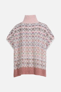 Poncho with Zip, Geometric Pattern