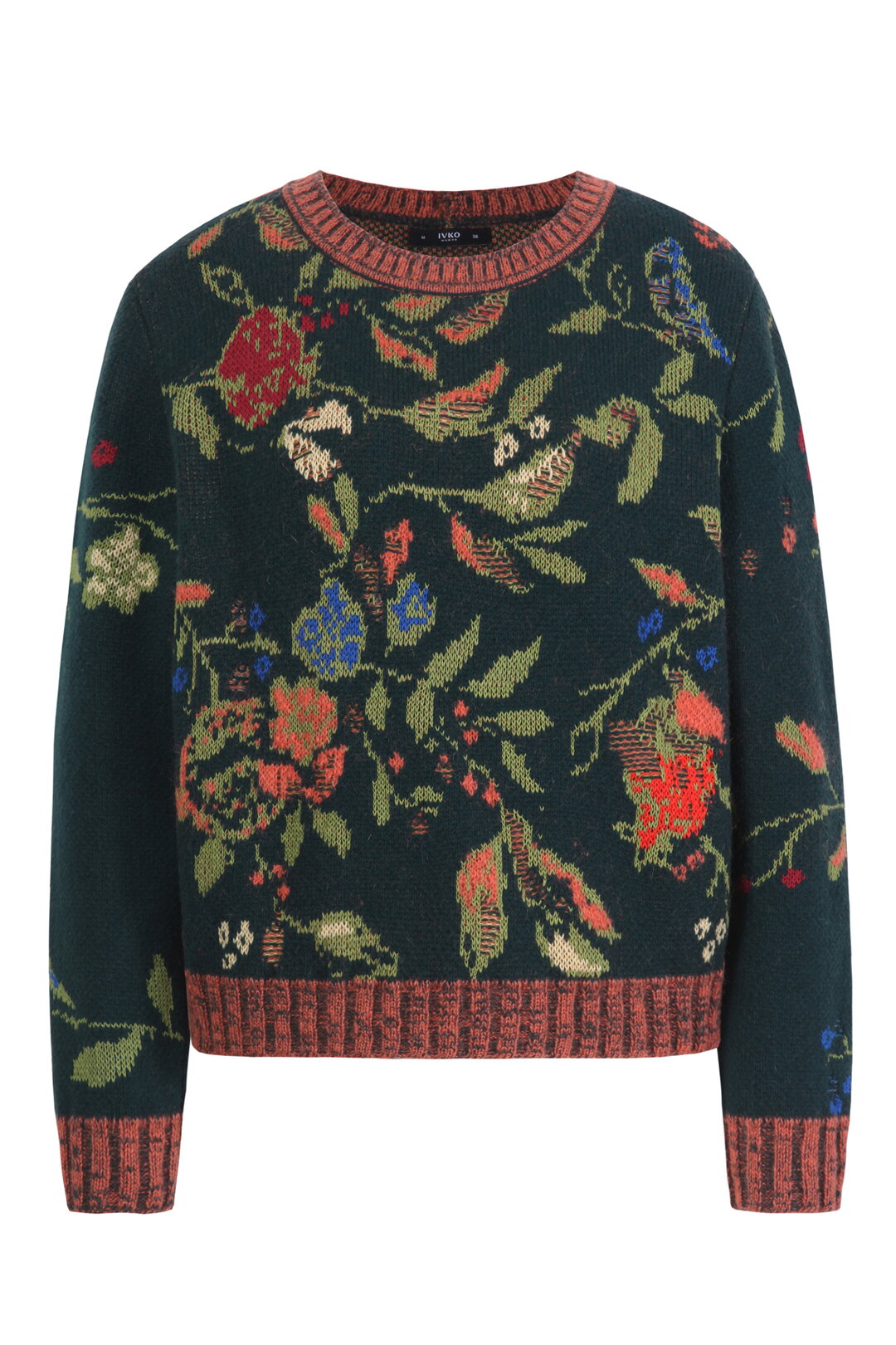 Jacquard Pullover, Floral Pattern