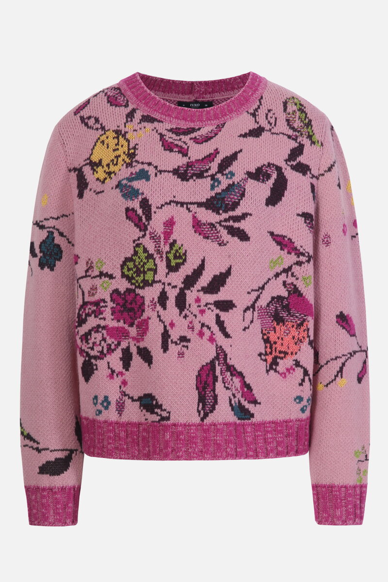 Jacquard Pullover, Floralmuster