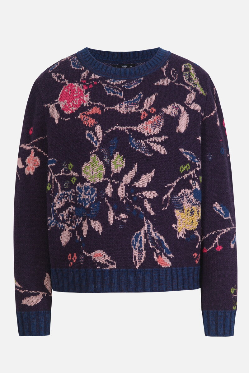 Jacquard Pullover, Floralmuster