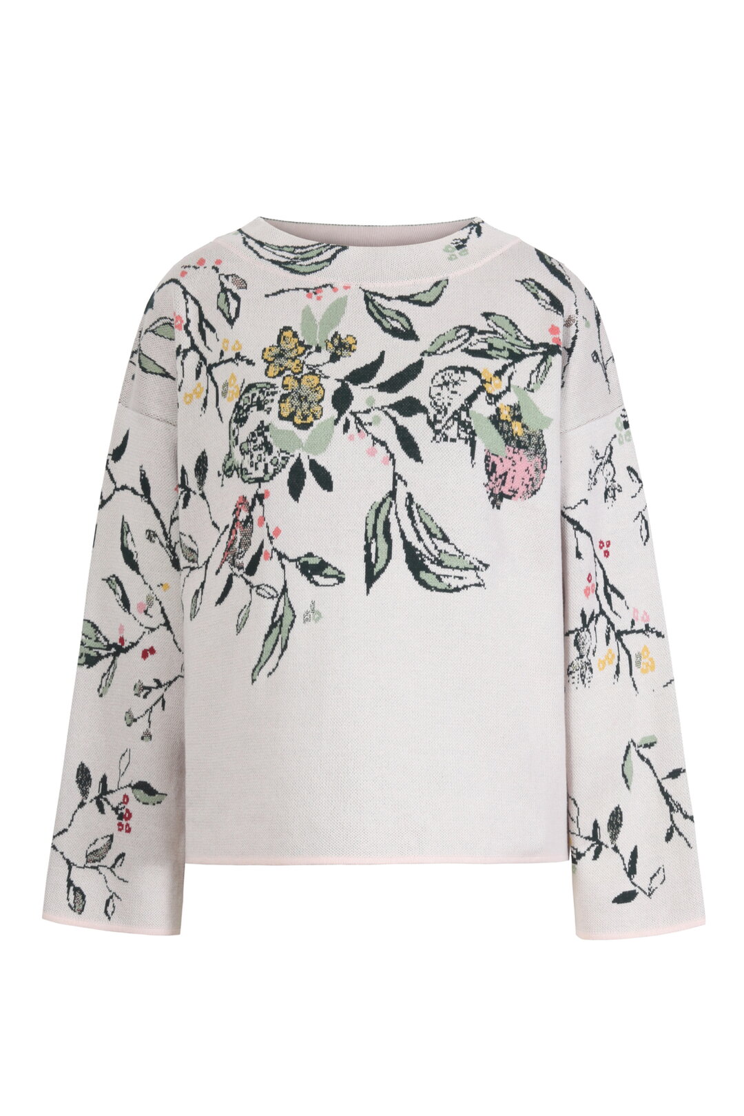 Pullover mit U-Boot-Ausschnitt, Floralmuster