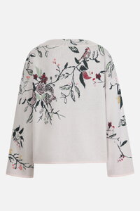 Pullover mit U-Boot-Ausschnitt, Floralmuster