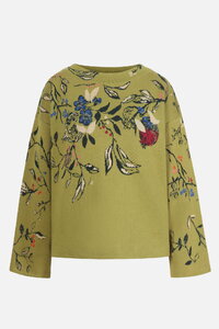 Pullover mit U-Boot-Ausschnitt, Floralmuster