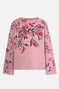 Pullover mit U-Boot-Ausschnitt, Floralmuster