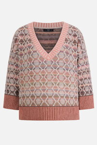 V-Neck Pullover, Geometric Pattern